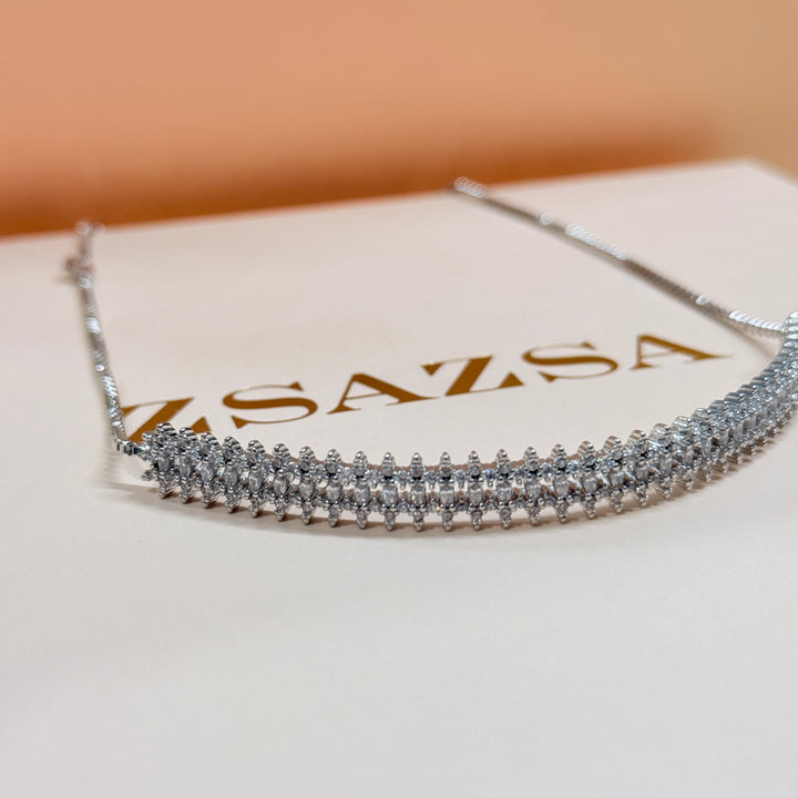 Marquise zircone silver choker set