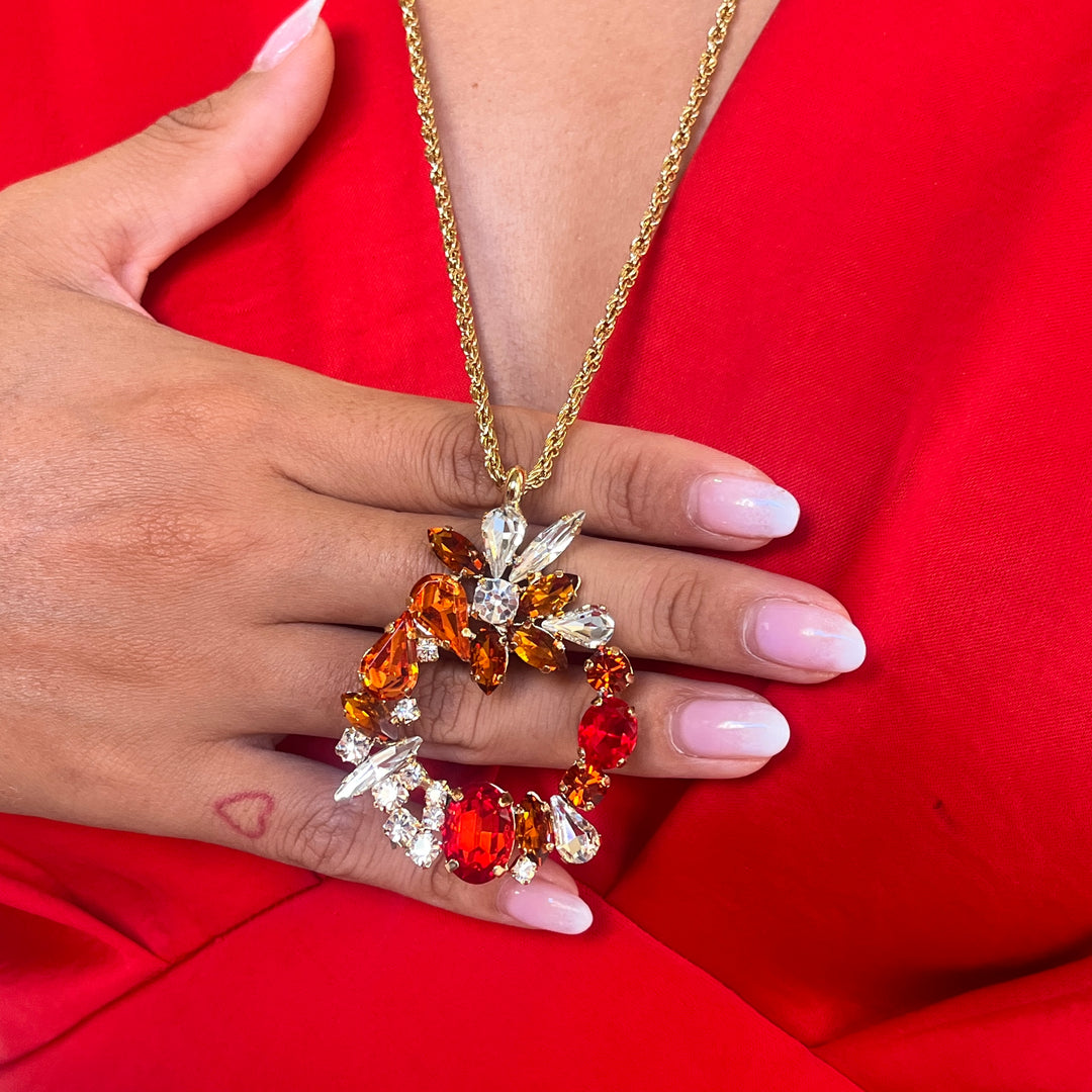 Orange and red Preciosa crystals set