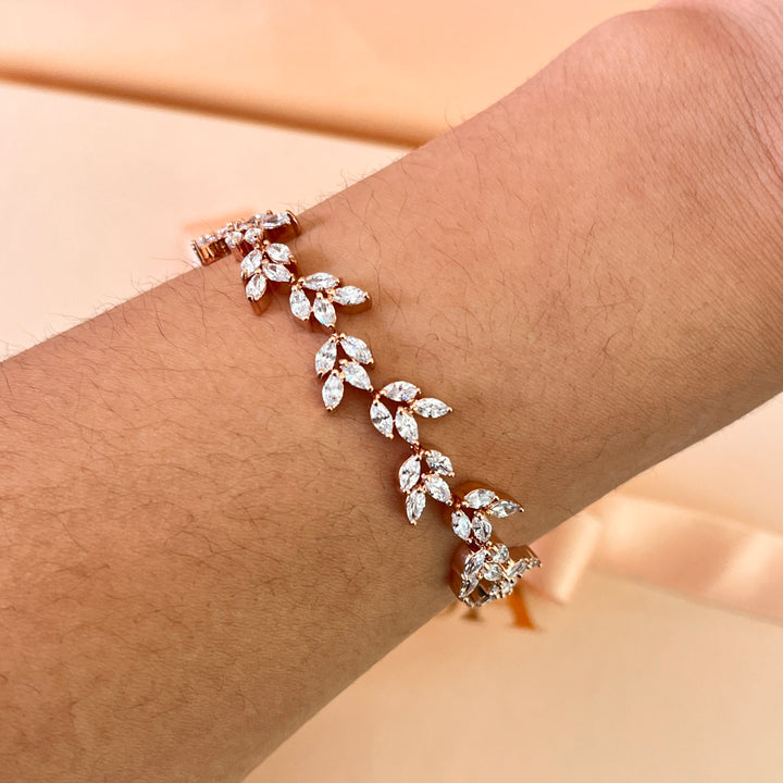 Marquise zircone rose gold plated earrings and bracelet