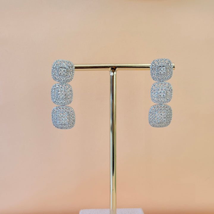 Squares zircone silver earrings