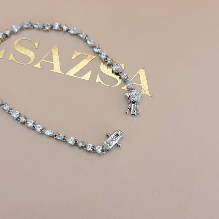 Mixed shapes zircone sterling silver bracelet