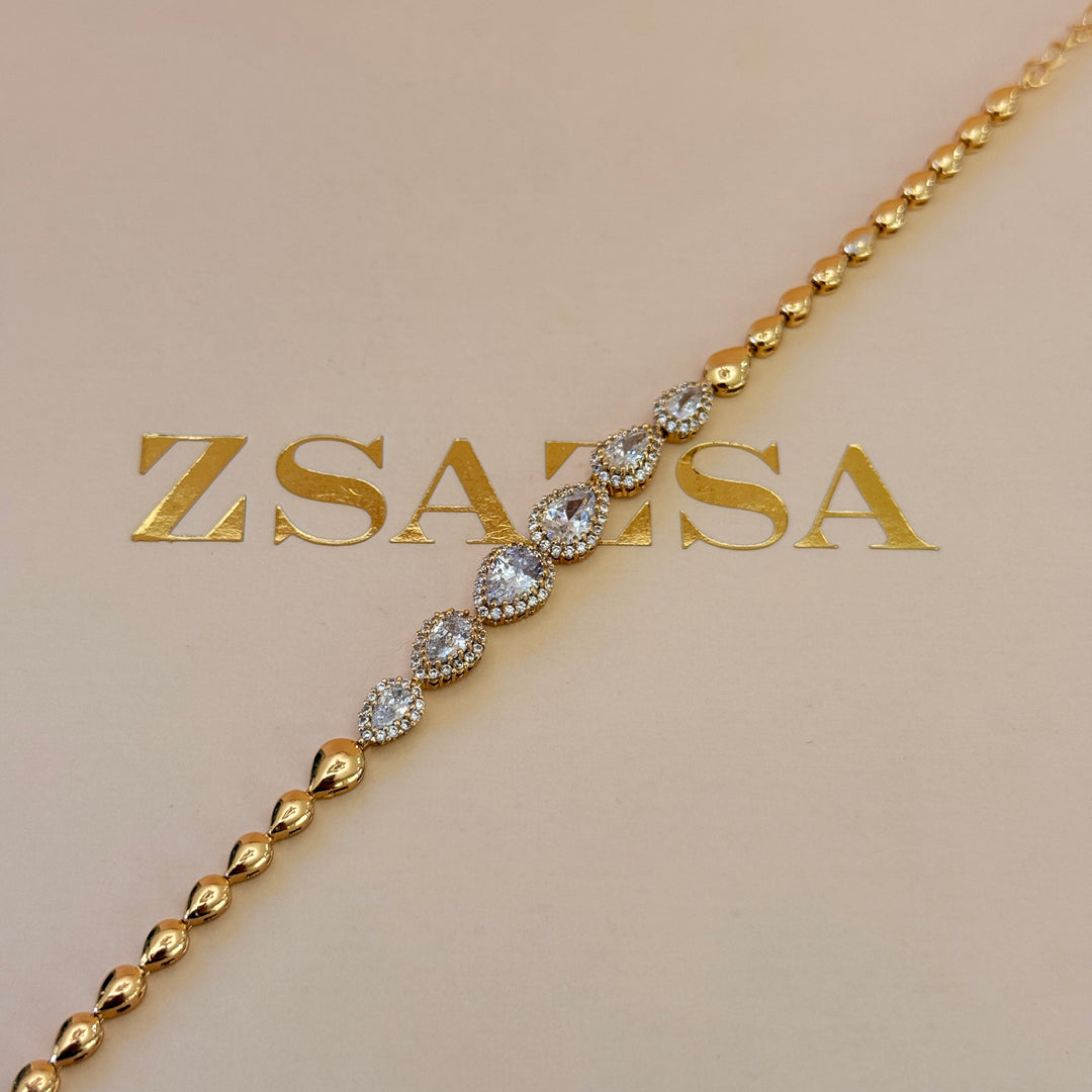 Teardrop zircone gold plated set