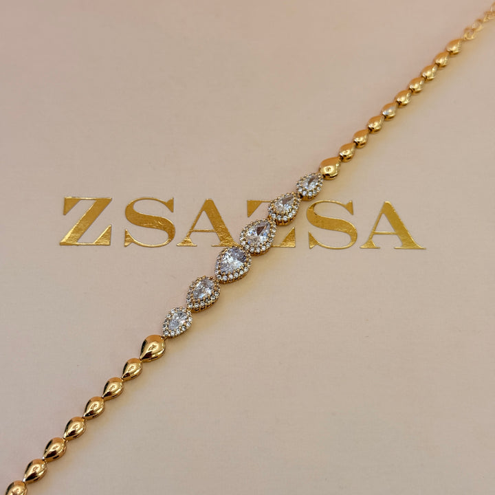 Teardrop zircone gold plated set