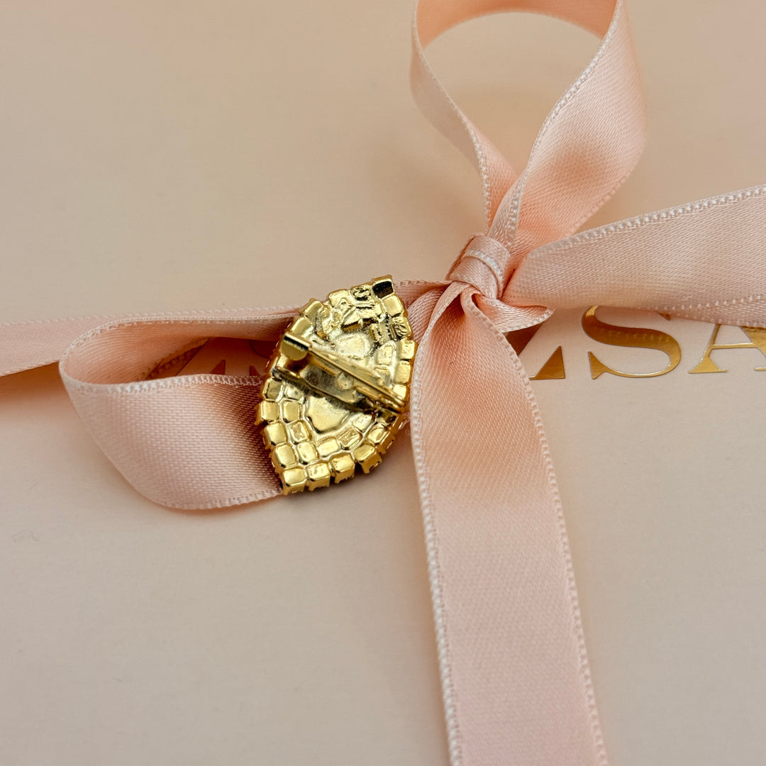 Marquise red preciosa crystals gold plated brooch