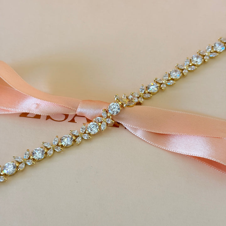 Zircone marquise flower gold plated bracelet