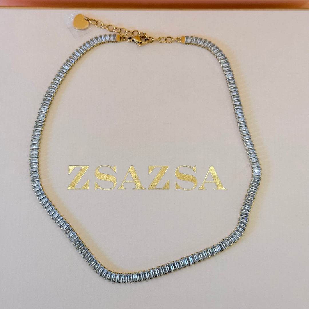 Baguette zircone stainless steel set