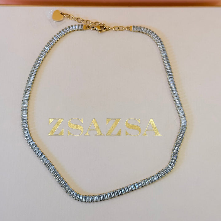 Baguette zircone stainless steel set