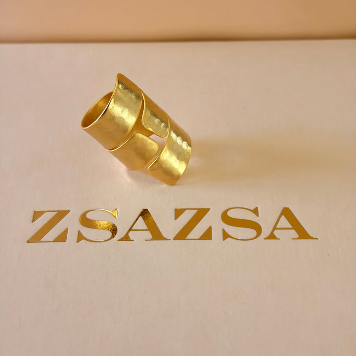 Handmade 3 Row Ribbon Gold Ring | Gold Plated | ZsaZsa