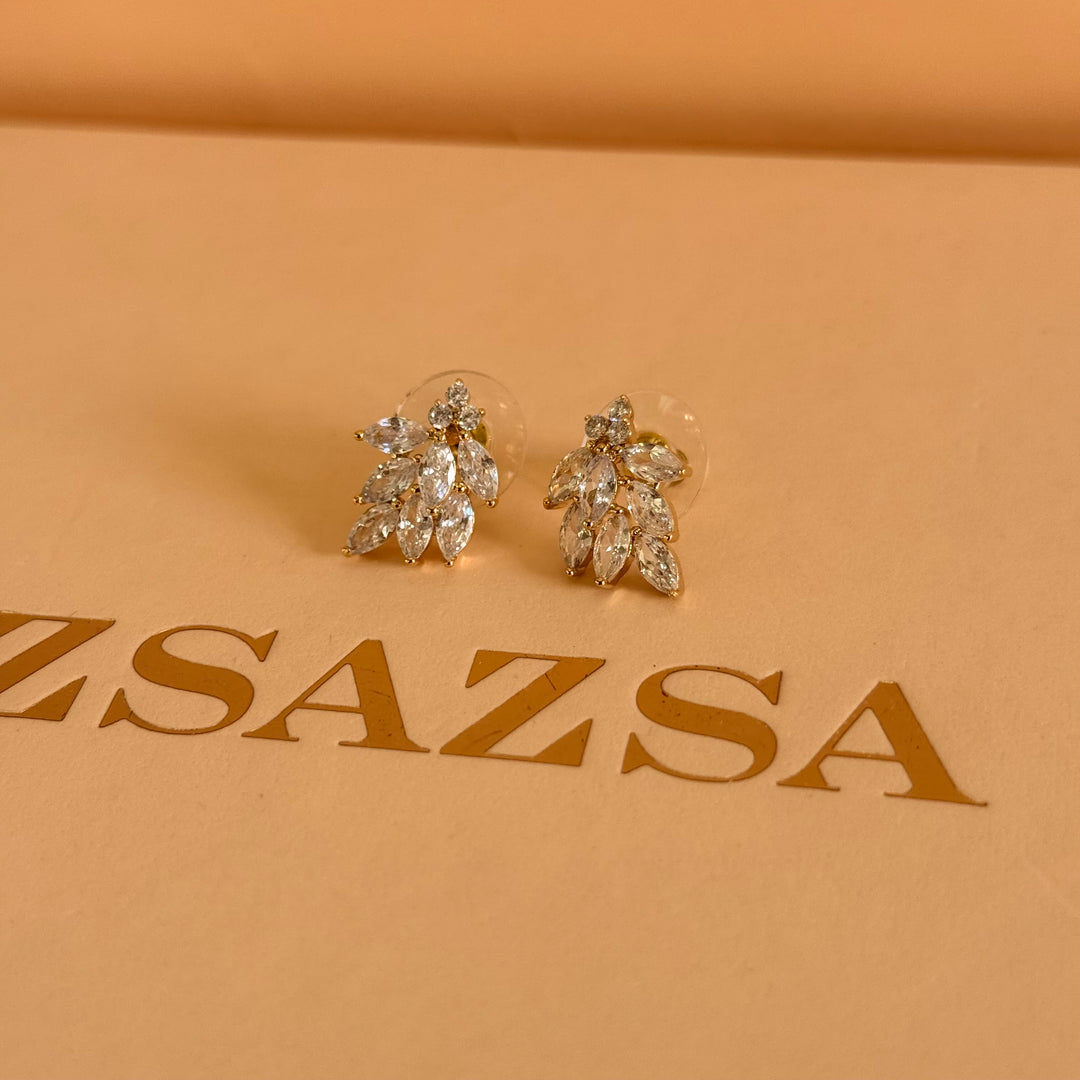 Marquise zircone gold plated earrings