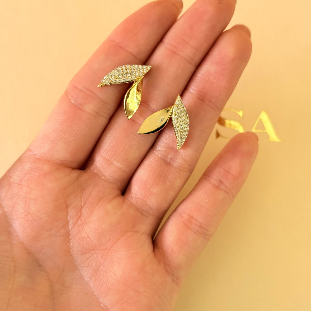 Leafs zircone gold plated set