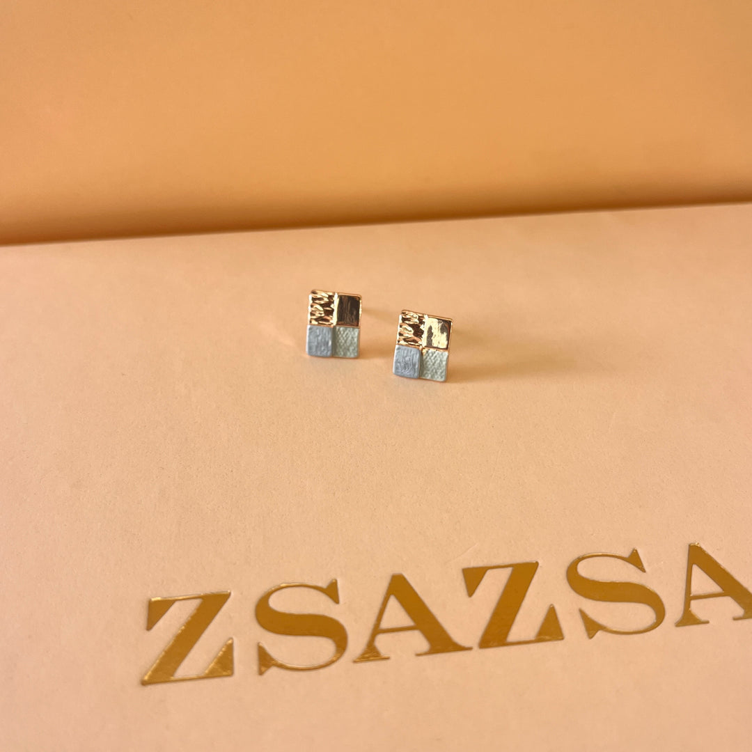 Enamel light blue and mint studs earrings
