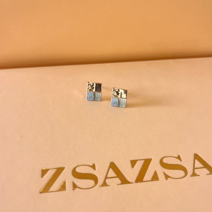 Enamel light blue and mint studs earrings