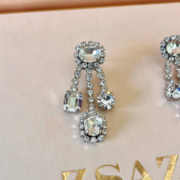 Swarovski crystals mix of shapes white gold plated earrings
