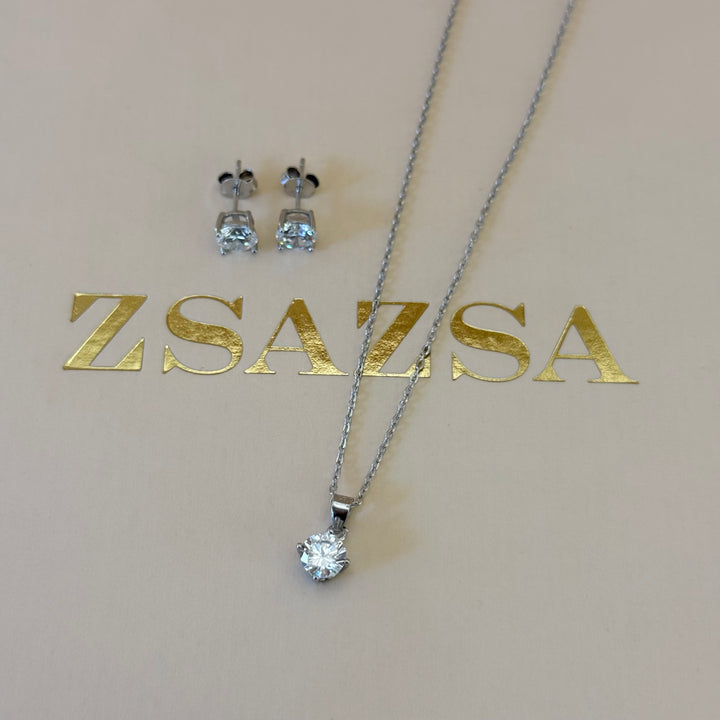 Solitaire zircone sterling silver set