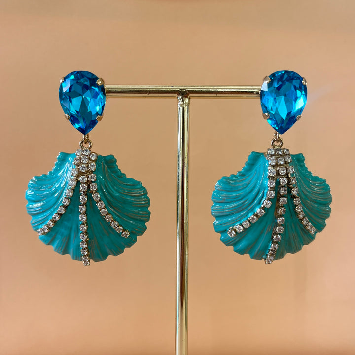 Sea shell Swarovski crystals  earrings