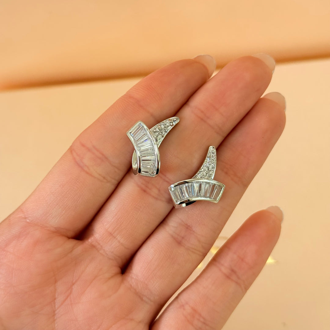 Baguette zircone silver earrings