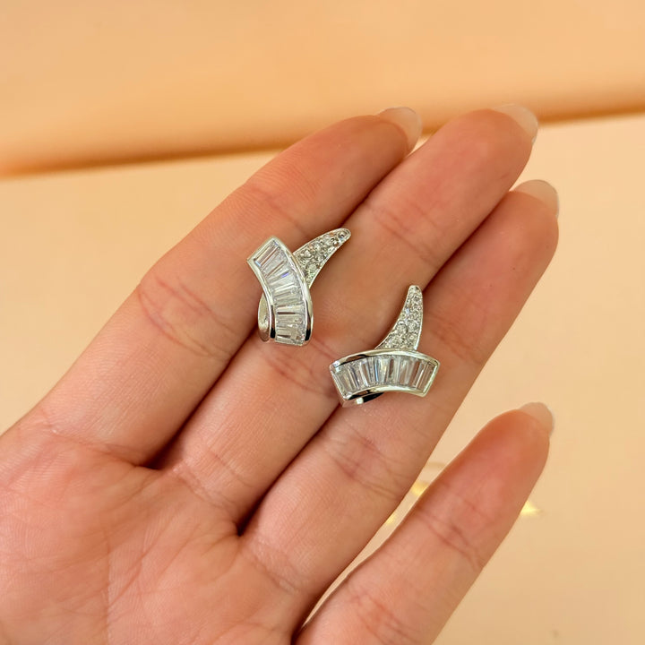 Baguette zircone silver earrings