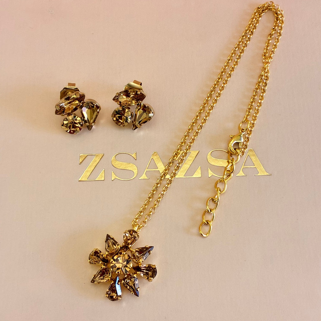 Teardrop and marquise bronze Swarovski crystals set