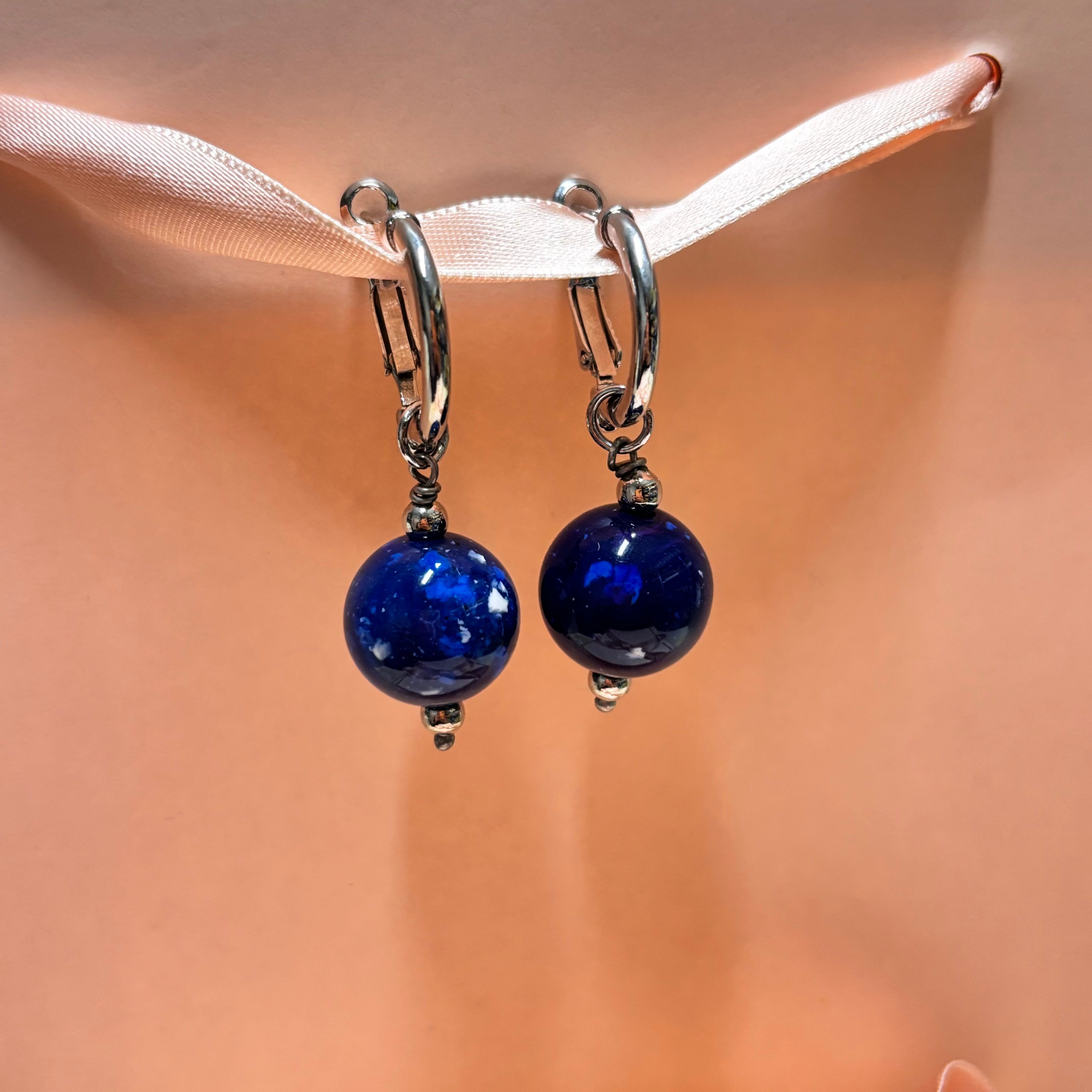 Blue pearl hoops