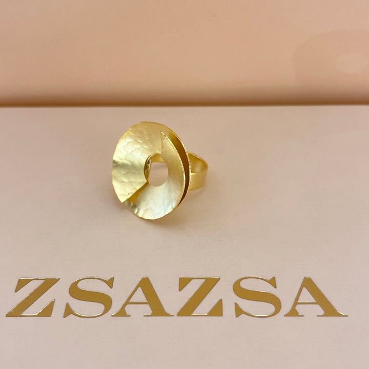 Round gold handmade hooks & ring