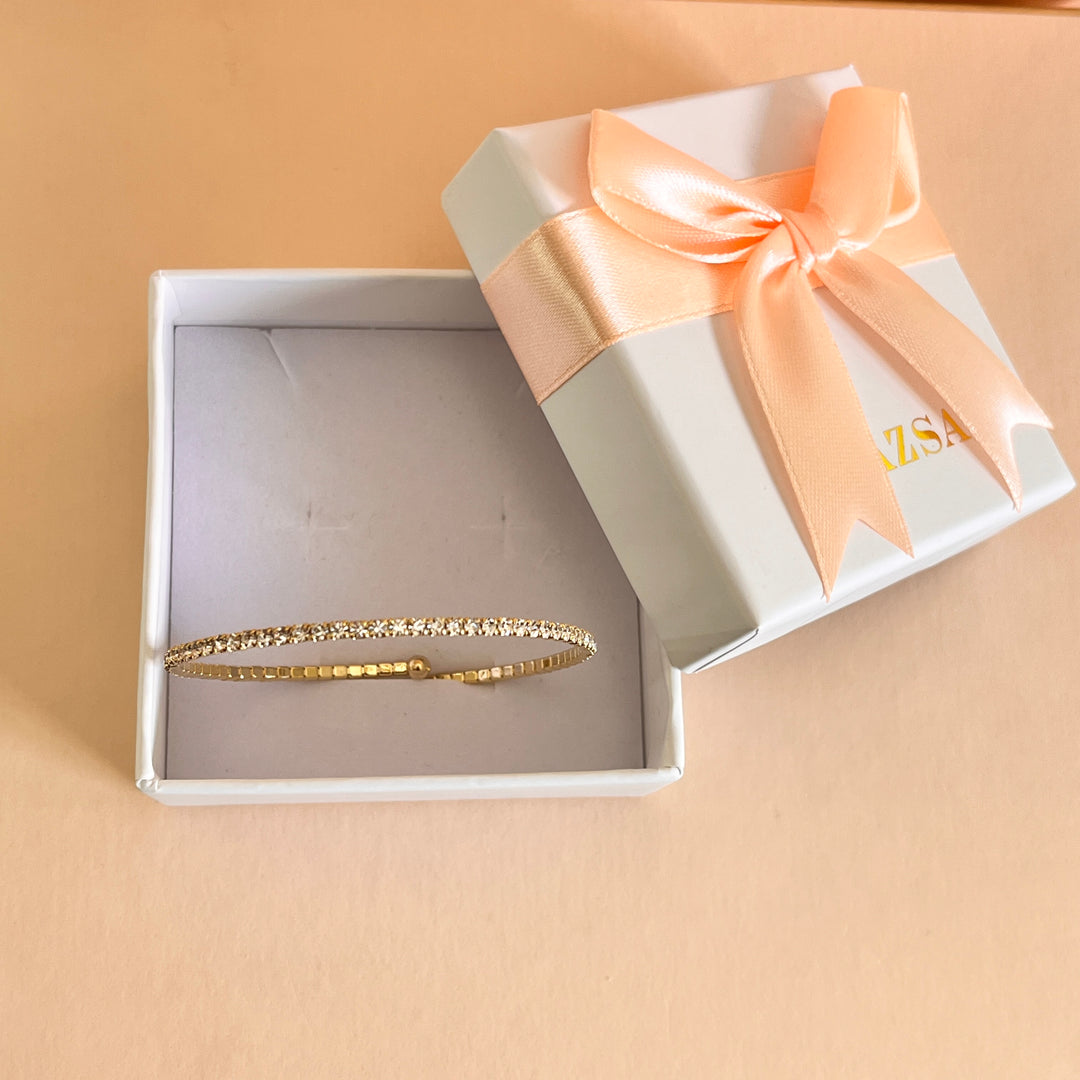 Rhinestone gold plated bangle