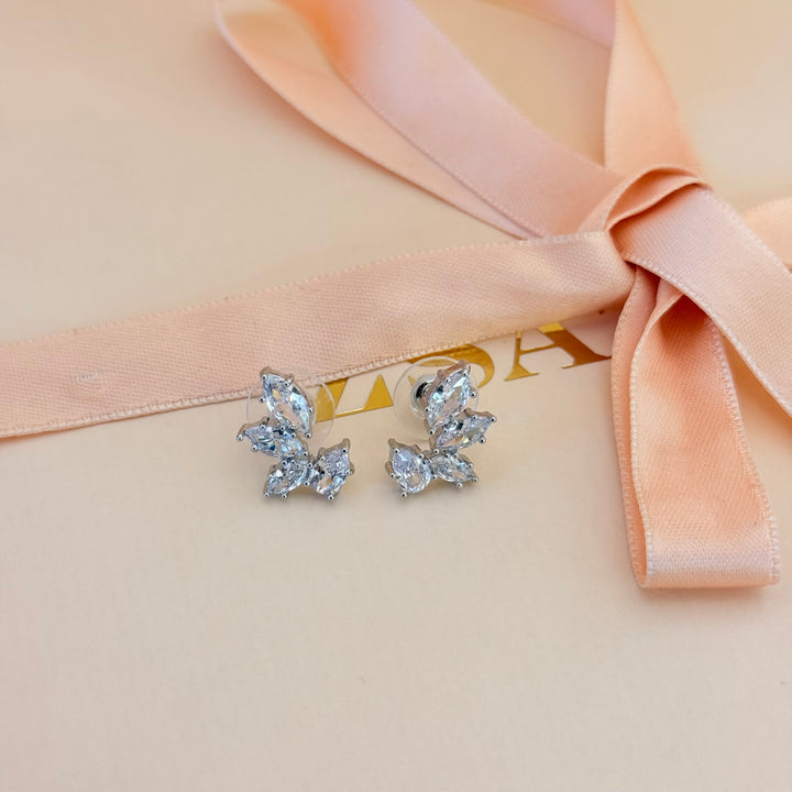 Marquise and teardrop zircone silver earrings