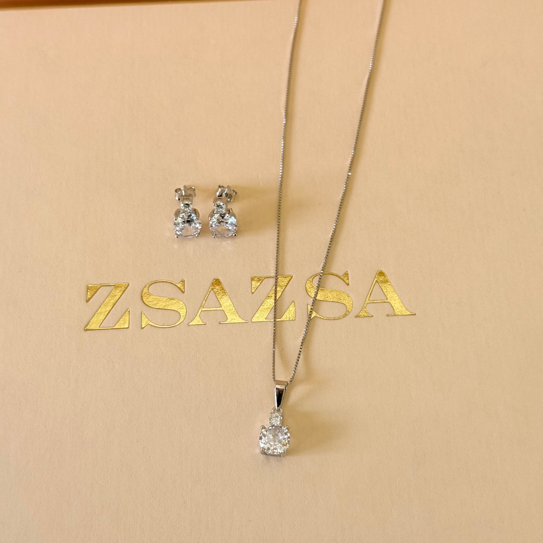Dainty zircone silver set