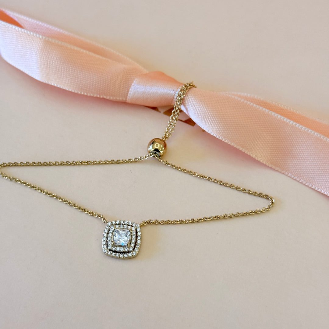 Zircone square in the middle gold plated bracelet