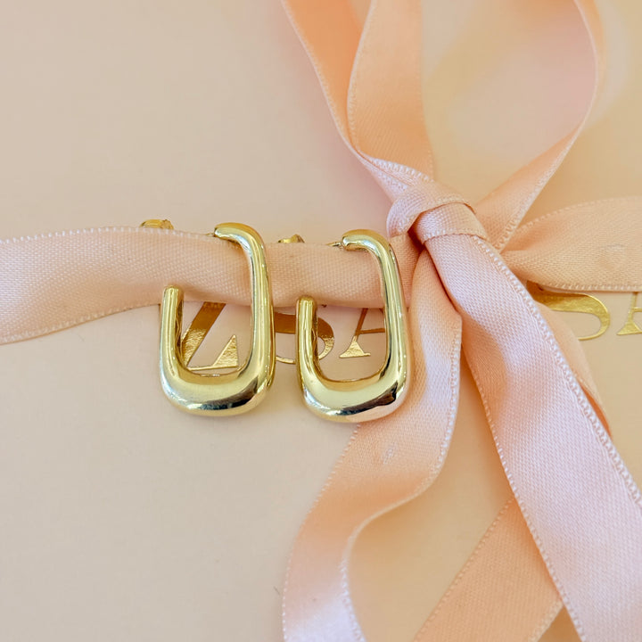 Rectangular sterling silver gold plated earrings