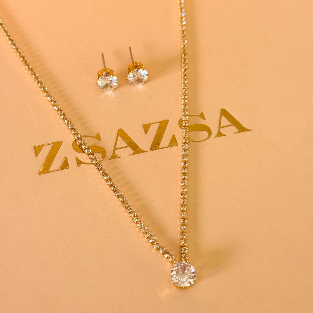 Dainty zircone gold plated set