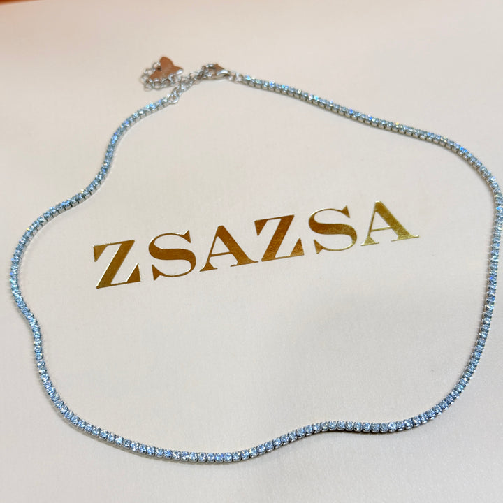 Dainty zircone sterling silver necklace