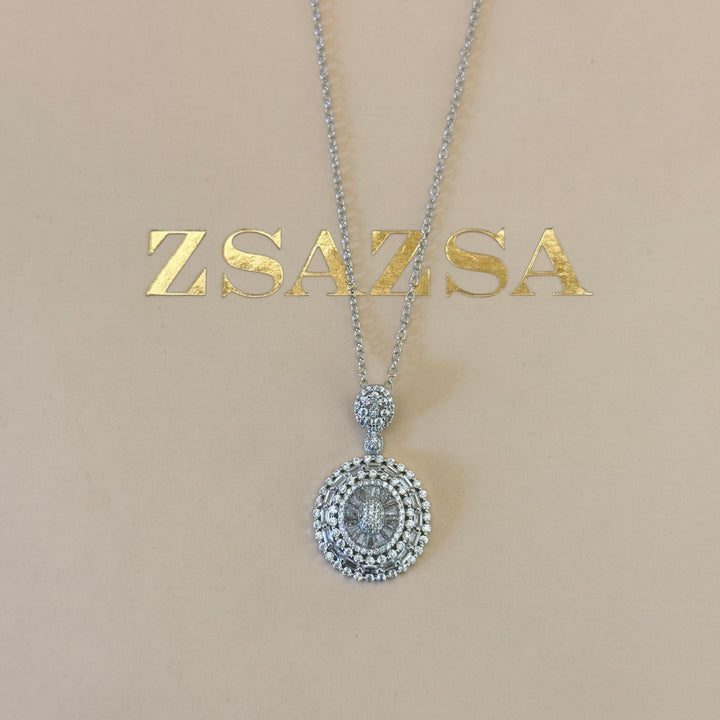 Mixed shapes zircone silver pendant