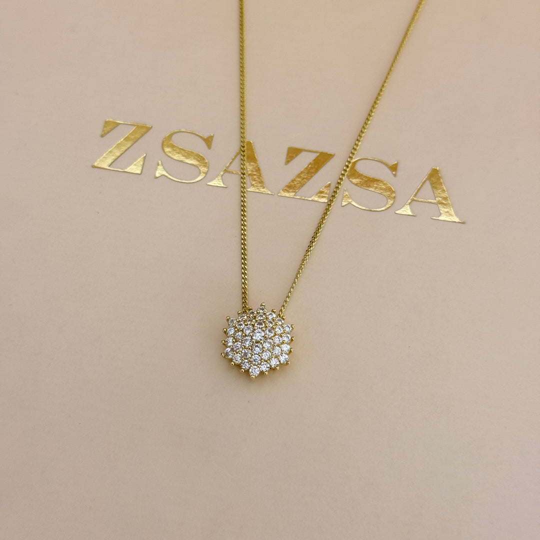 Zircone flower gold plated pendant & bracelet