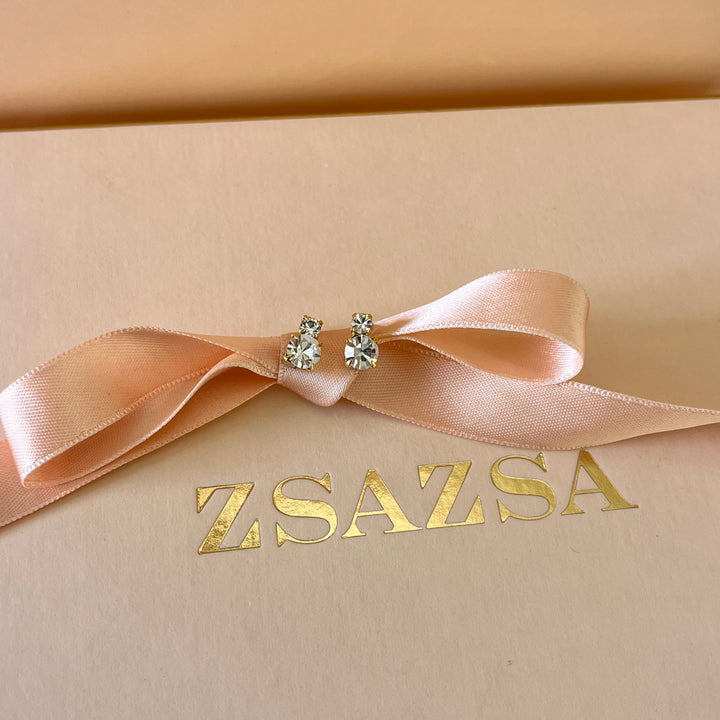 Double preciosa crystals gold plated studs
