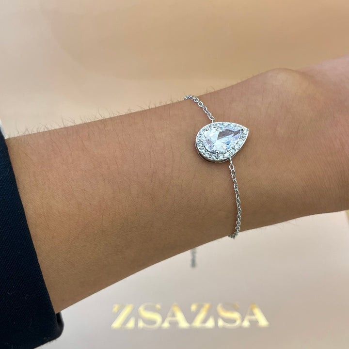 Silver teardrop zircone bracelet
