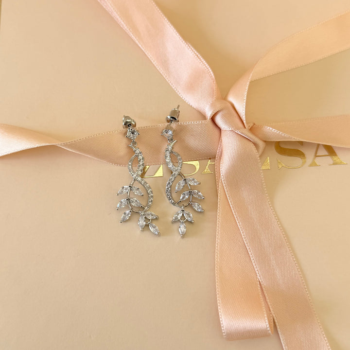 Classic marquise zircone silver earrings and bracelet