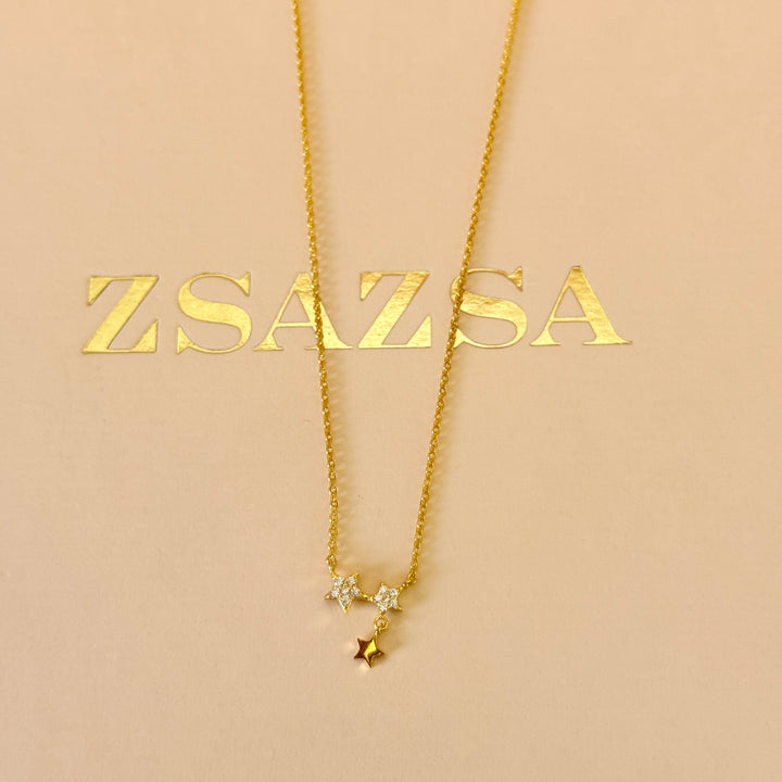 Zircone dainty stars gold plated pendant