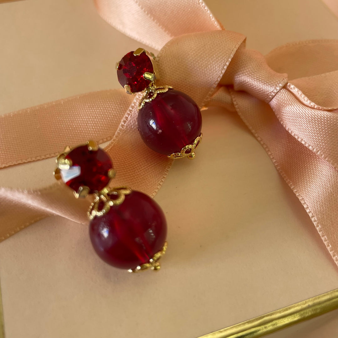 Red Preciosa crystals earrings