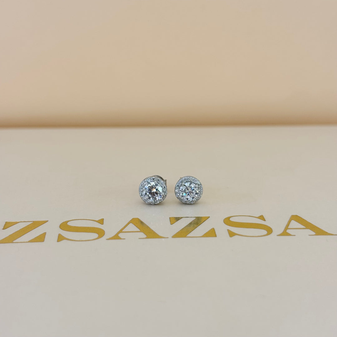 Round zircone sterling silver set