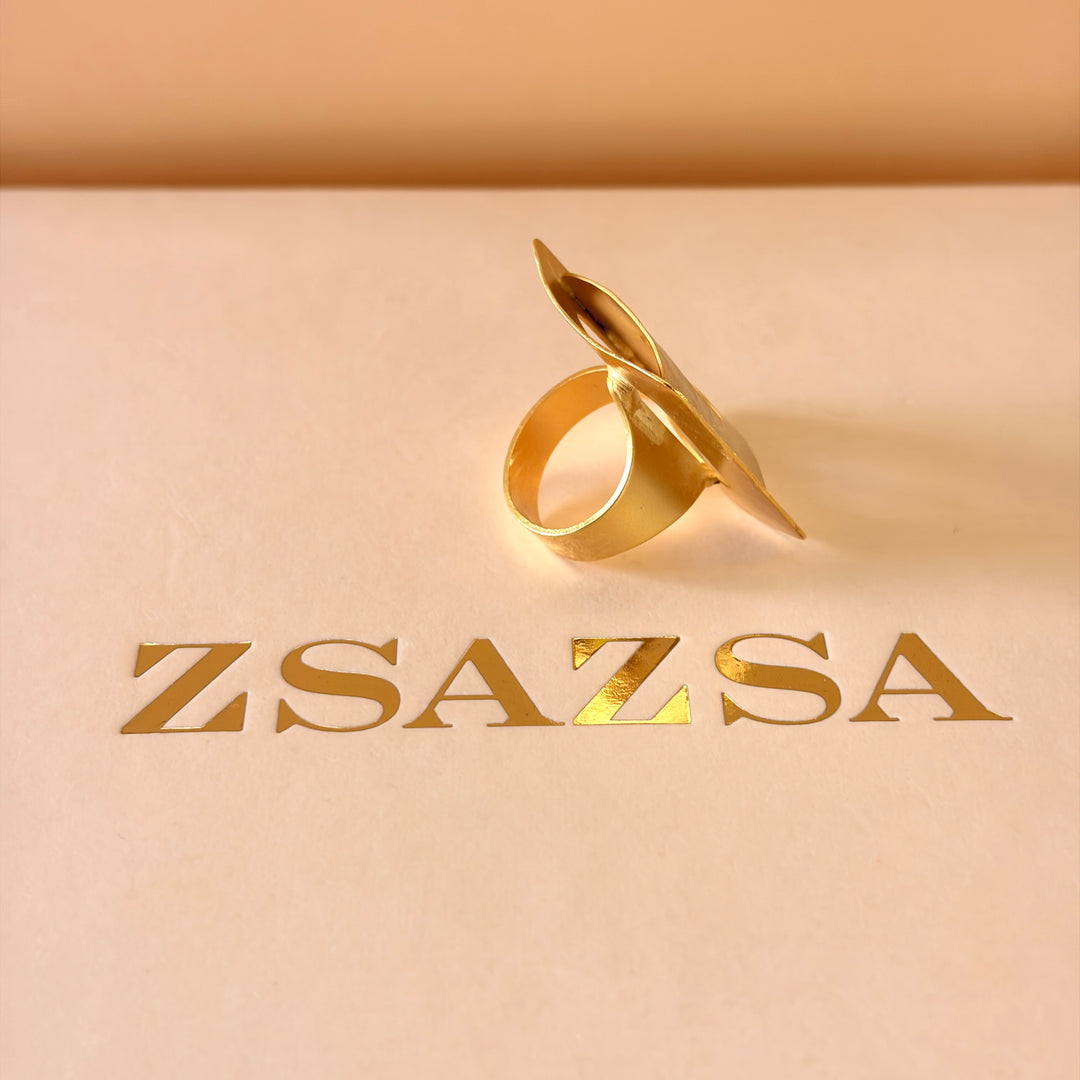 Handmade Hollow Square Gold Ring | Gold Plated | ZsaZsa