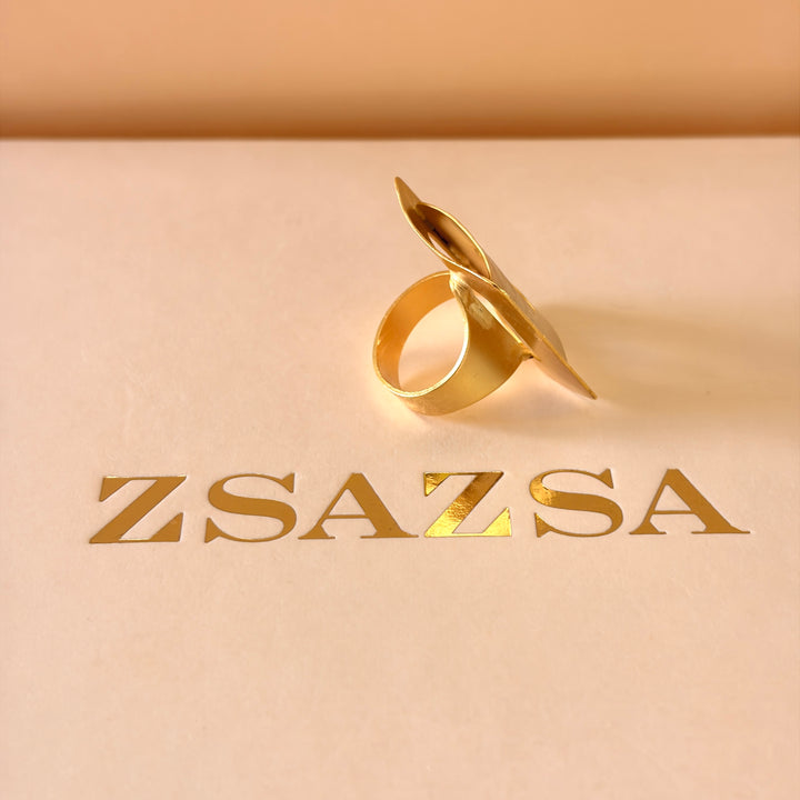 Handmade Hollow Square Gold Ring | Gold Plated | ZsaZsa