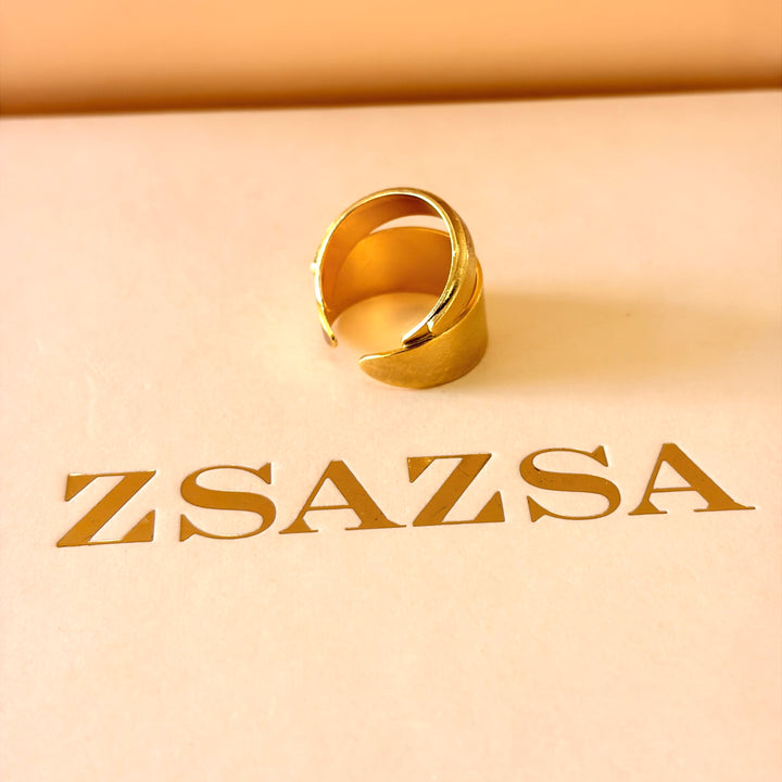 Handmade Wide Band Ring | Gold Plated | ZsaZsa