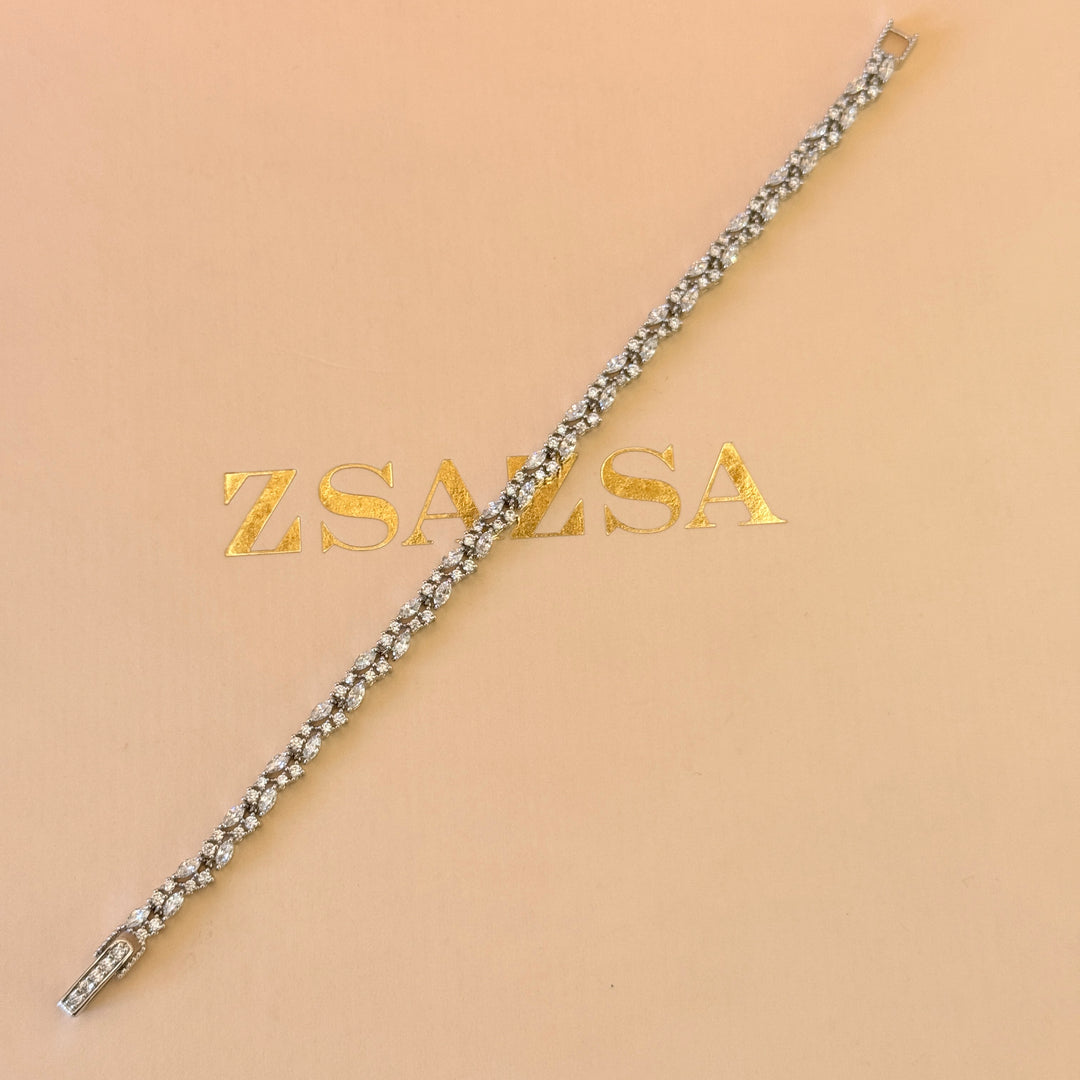 Dainty marquise zircone silver bracelet