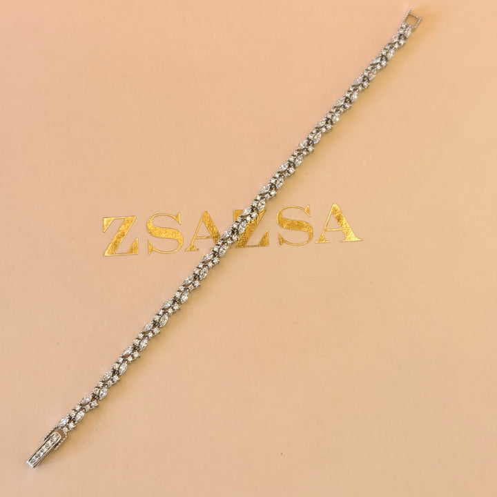 Dainty marquise zircone silver bracelet