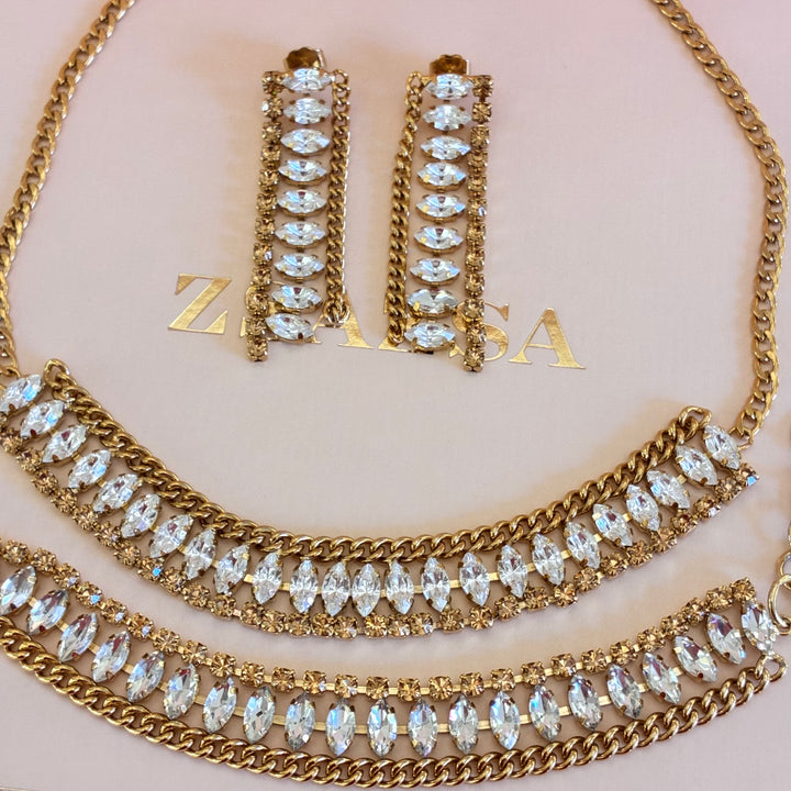 Bronze marquise Swarovski crystals set