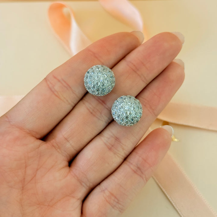 Ball zircone silver earrings