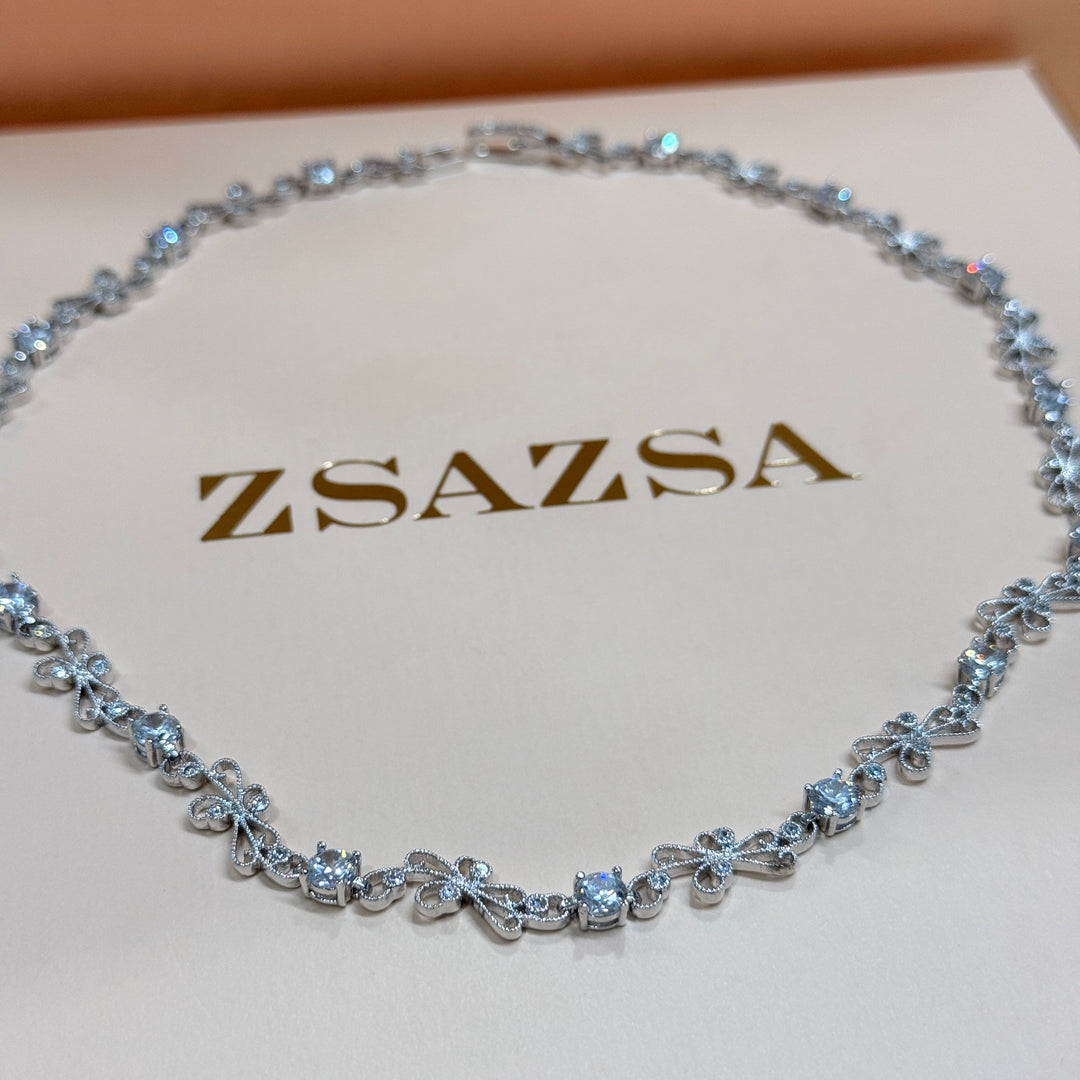 Classic zircone silver necklace