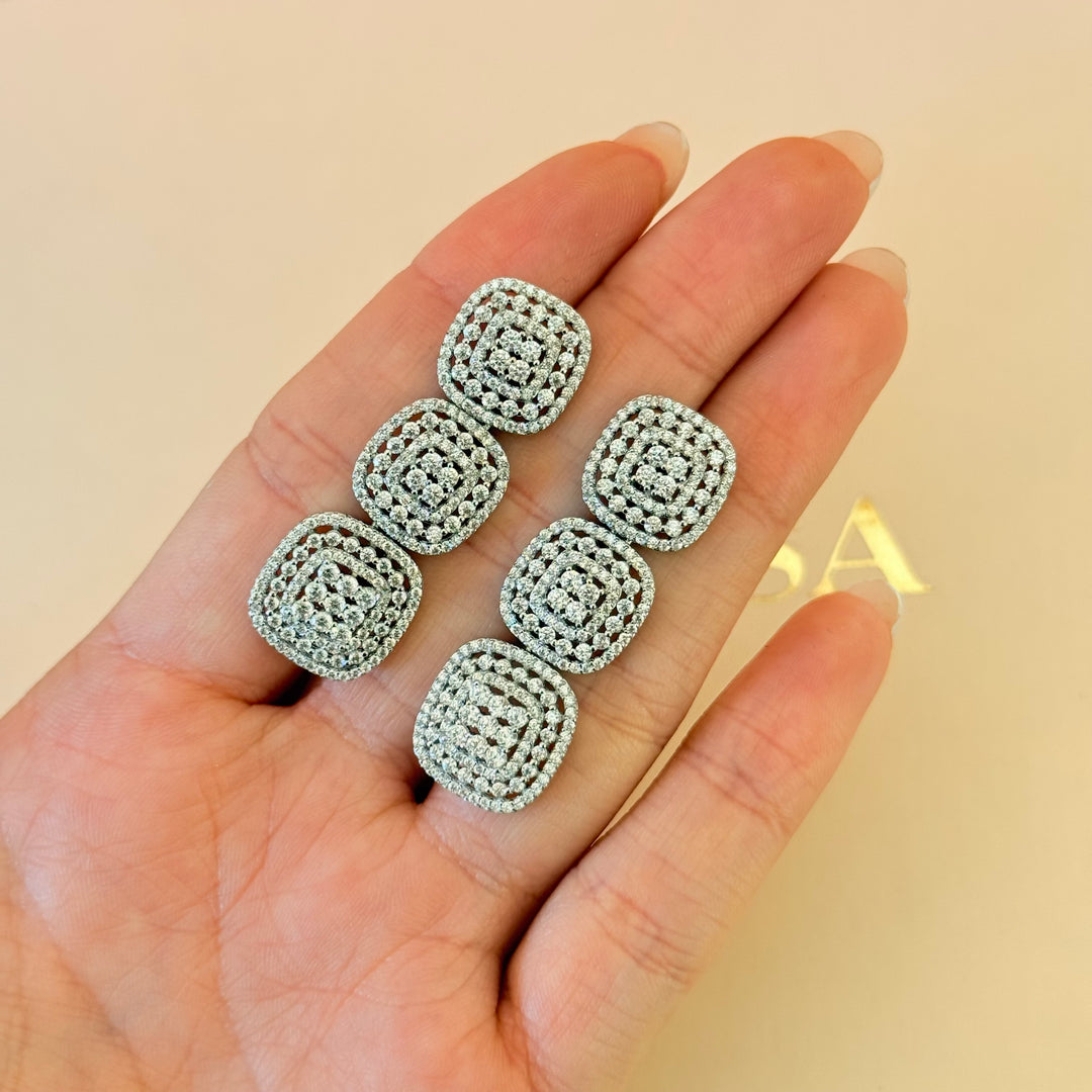 Squares zircone silver earrings