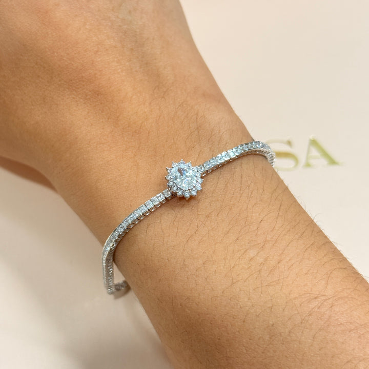 Oval zircone silver bracelet