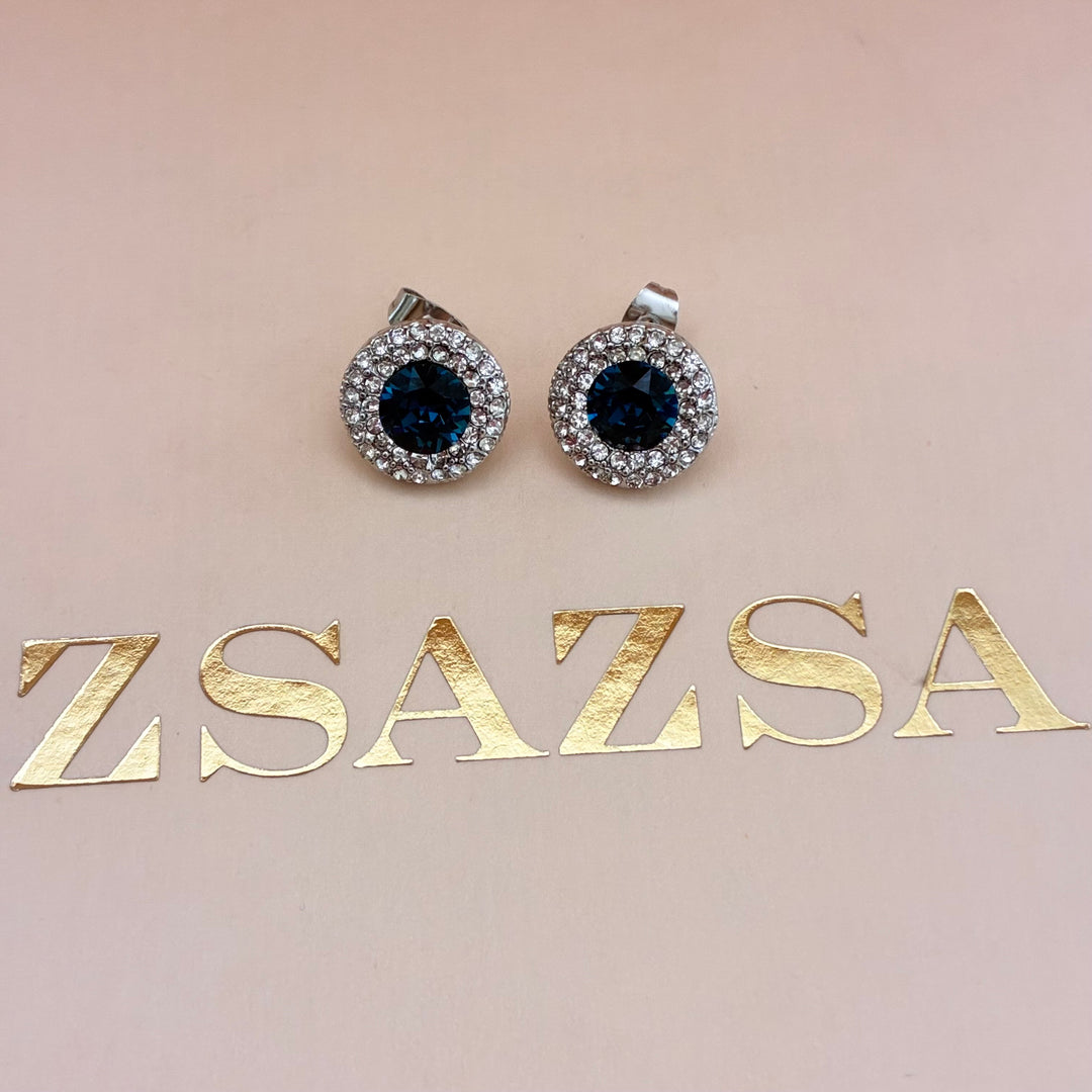 Round navy blue zircone set